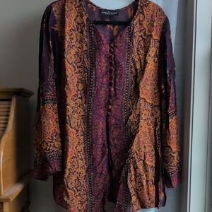 Carolyn Taylor Purple and Orange Paisley Blouse